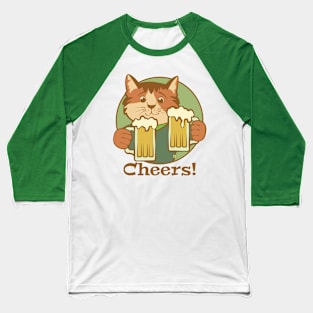 Cheers Beers Cat Baseball T-Shirt